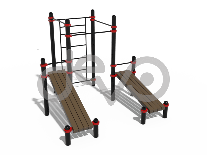 Воркаут комплекс 2 турника, шведская стенка и 2 наклонные скамьи